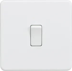 ML Knightsbridge Screwless 10AX 1 Gang 2-Way Light Switch - Matt White