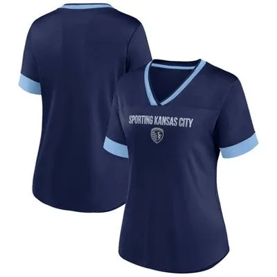 MLS Sporting Kansas City Women's Two Tone V-Neck Jersey - XXL