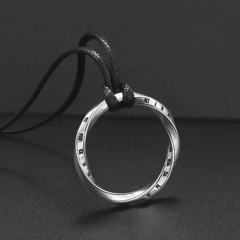 Mobius Time Loop Folding Silver-Plated Geometric Pendant Necklace Men and Women Couple Trend Leisure Jewelry Gift