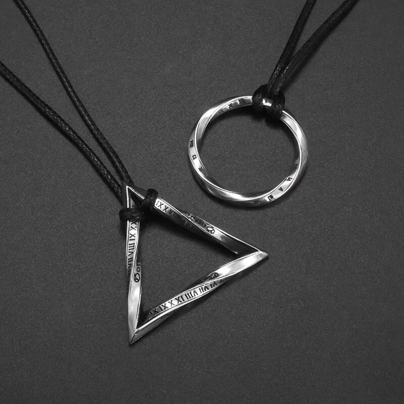 Mobius Time Loop Folding Silver-Plated Geometric Pendant Necklace Men and Women Couple Trend Leisure Jewelry Gift