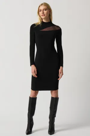 MOCK NECK DRESS WITH MESH