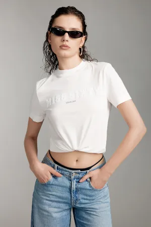 Mock Turtleneck Embroidered T-Shirt