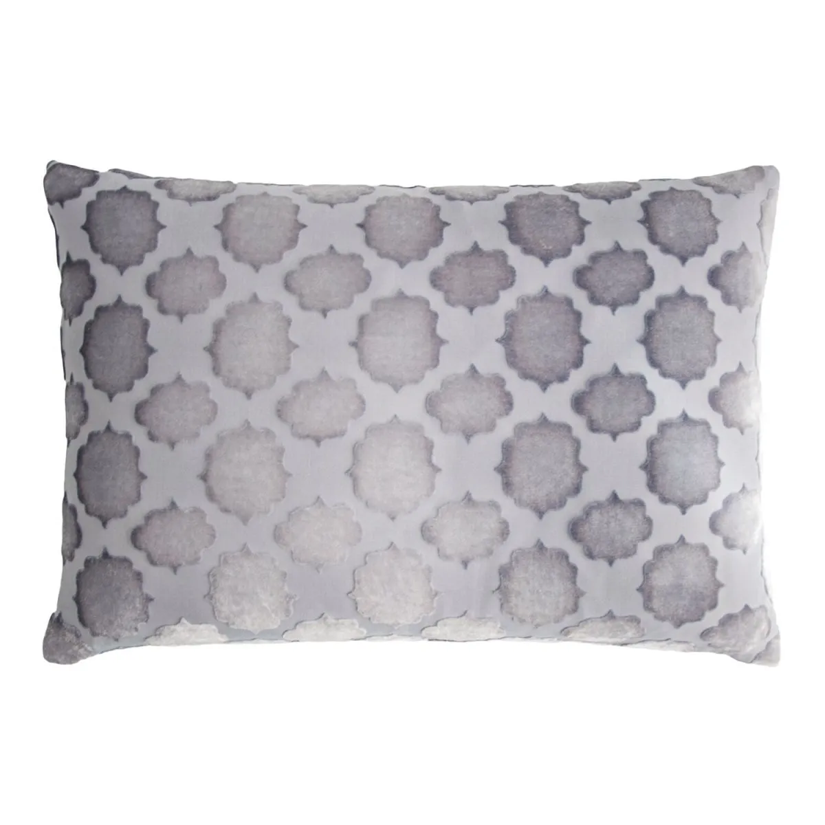 Mod Fretwork Silver Gray Velvet Pillows by Kevin O’Brien Studio