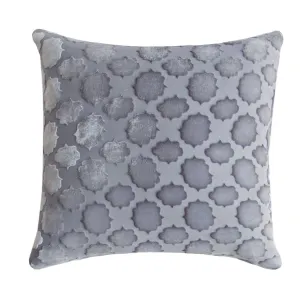 Mod Fretwork Silver Gray Velvet Pillows by Kevin O’Brien Studio