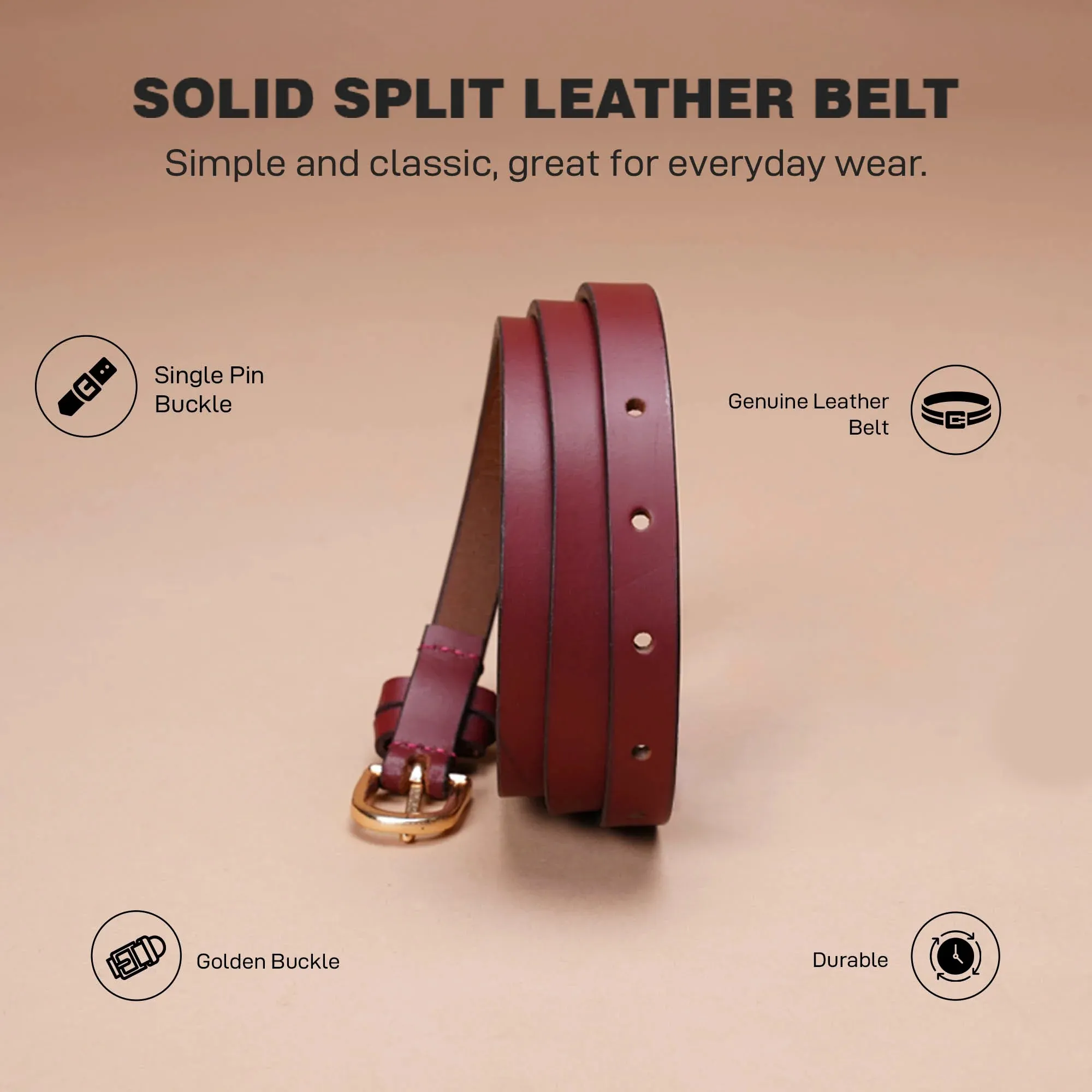 Mode By Red Tape Leather Belt For Women | Solid Leather Belt | Classic And Durable