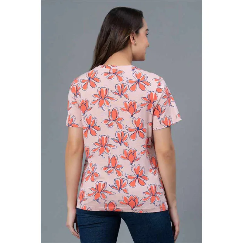 Mode by RedTape Casual Printed Cotton T-Shirt for Women | Casual Multi-color Round Neck Cotton T-Shirt