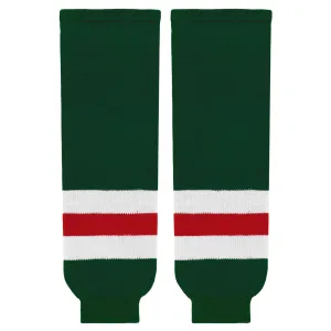 Modelline Dark Green/White/Red Knit Ice Hockey Socks