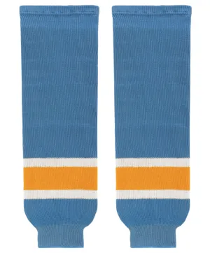 Modelline Sky Blue/White/Gold Knit Ice Hockey Socks