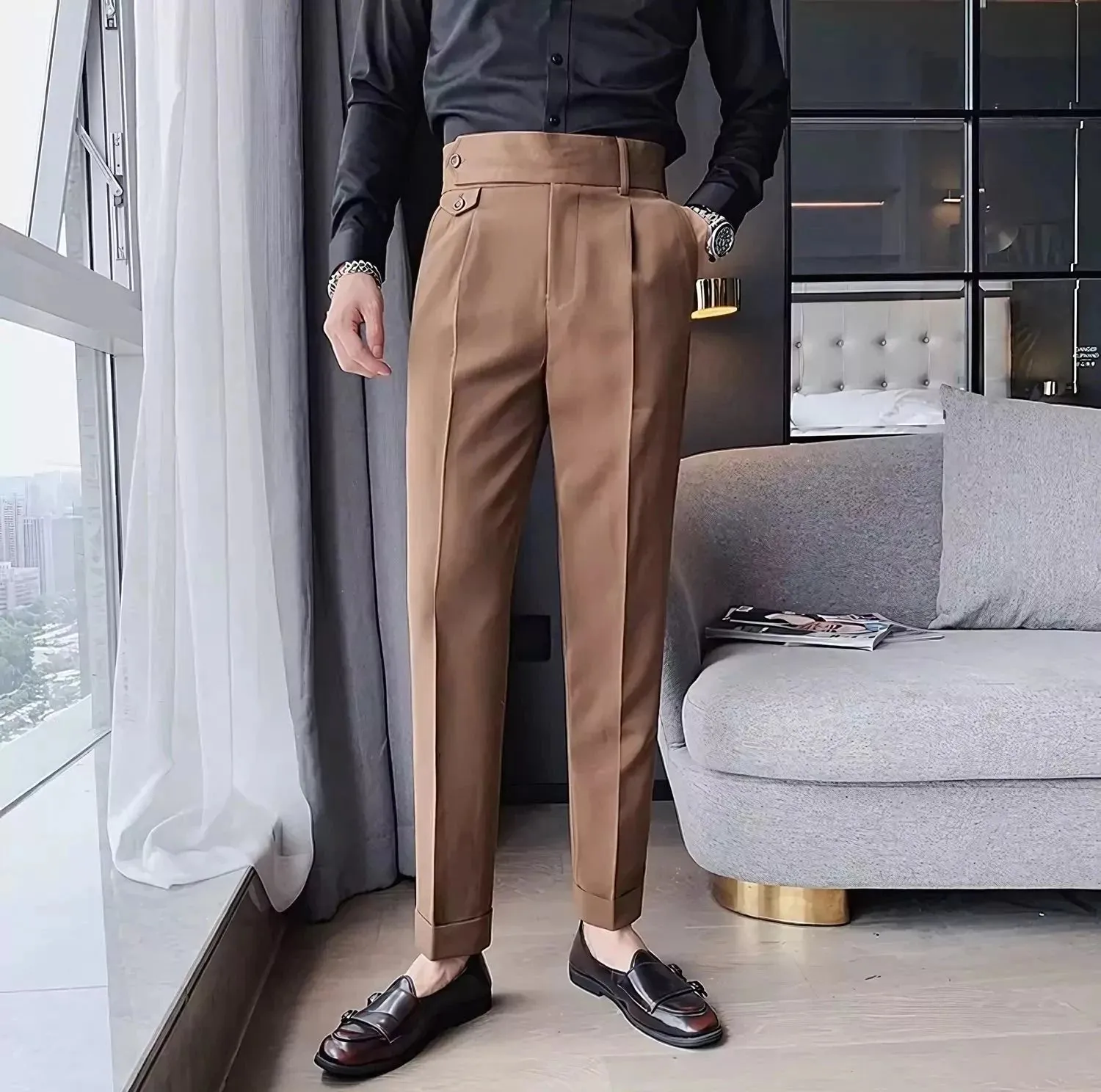 Modern 1 button Waist Suit Trousers