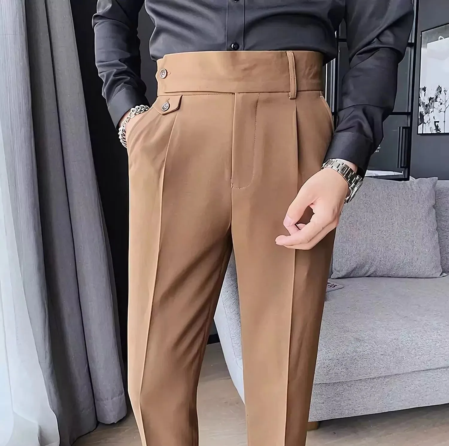 Modern 1 button Waist Suit Trousers