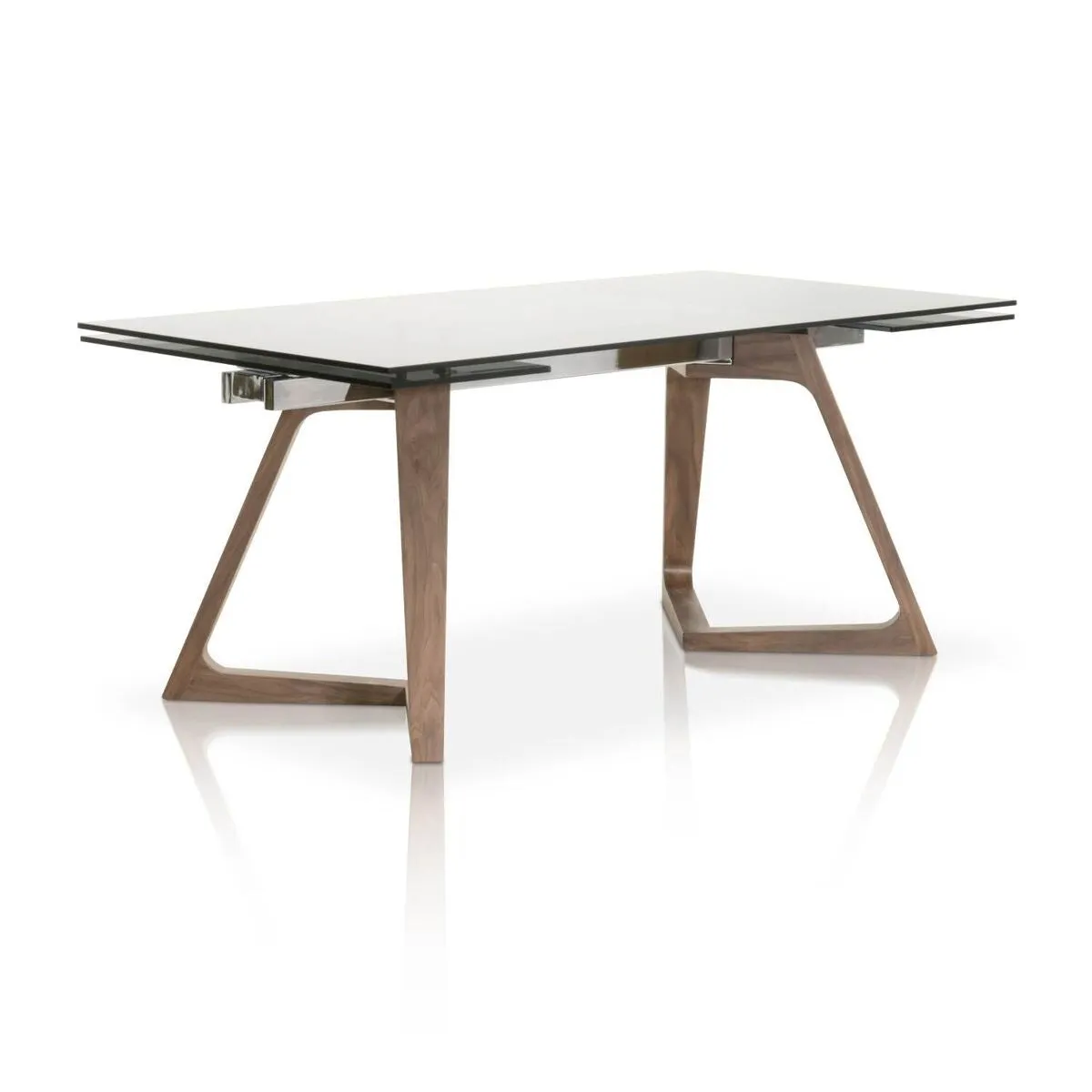 Modern 71 - 103" Conference Table with Chic Walnut Frame & Smoked Gray Glass Top