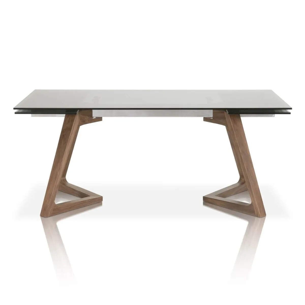 Modern 71 - 103" Conference Table with Chic Walnut Frame & Smoked Gray Glass Top