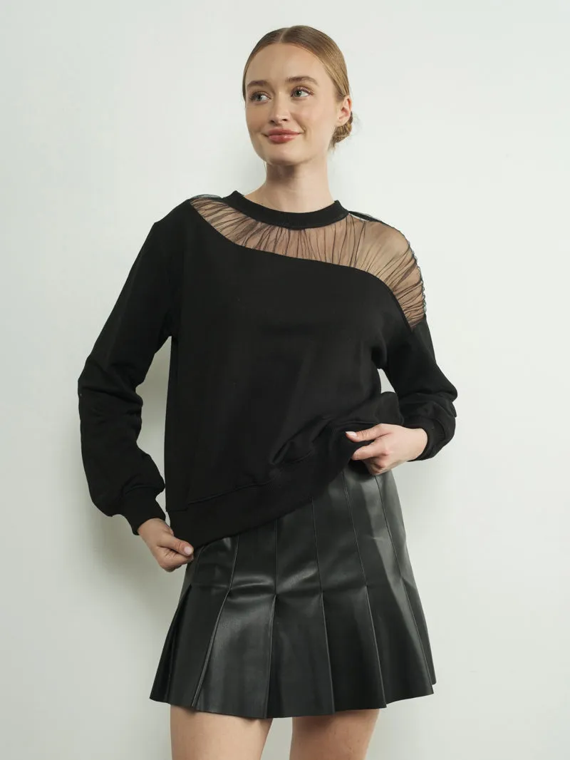 Modern and Mesh Sweater - Black