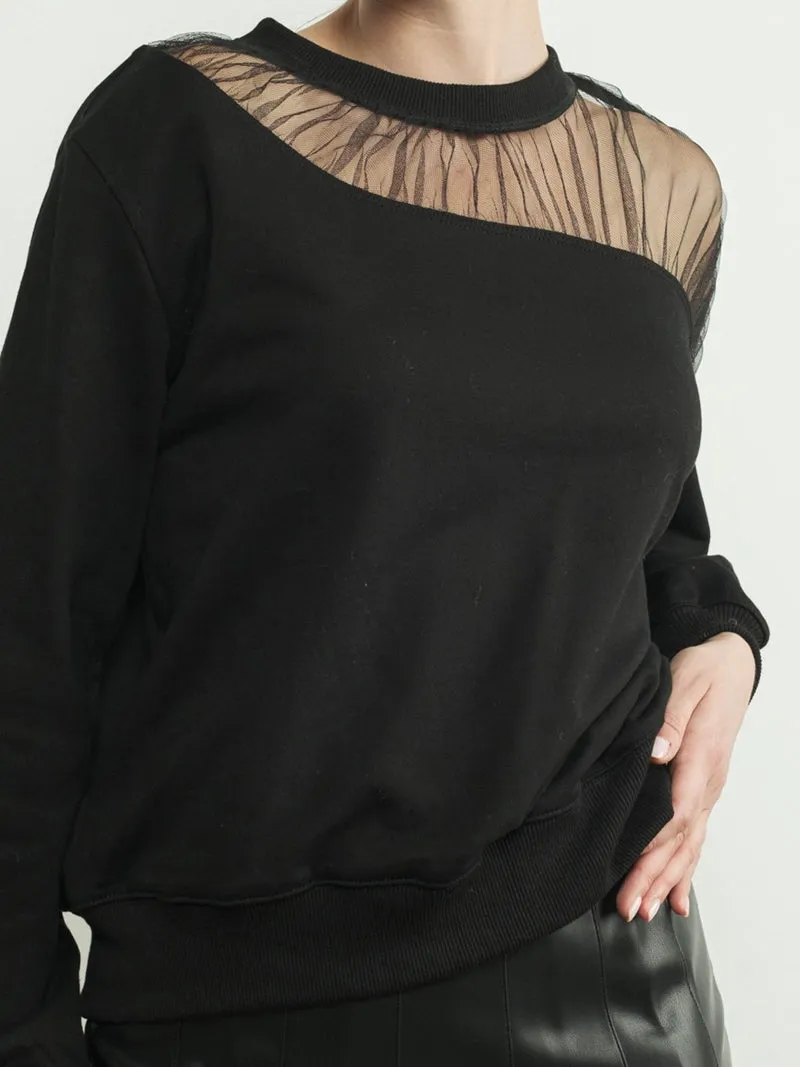 Modern and Mesh Sweater - Black