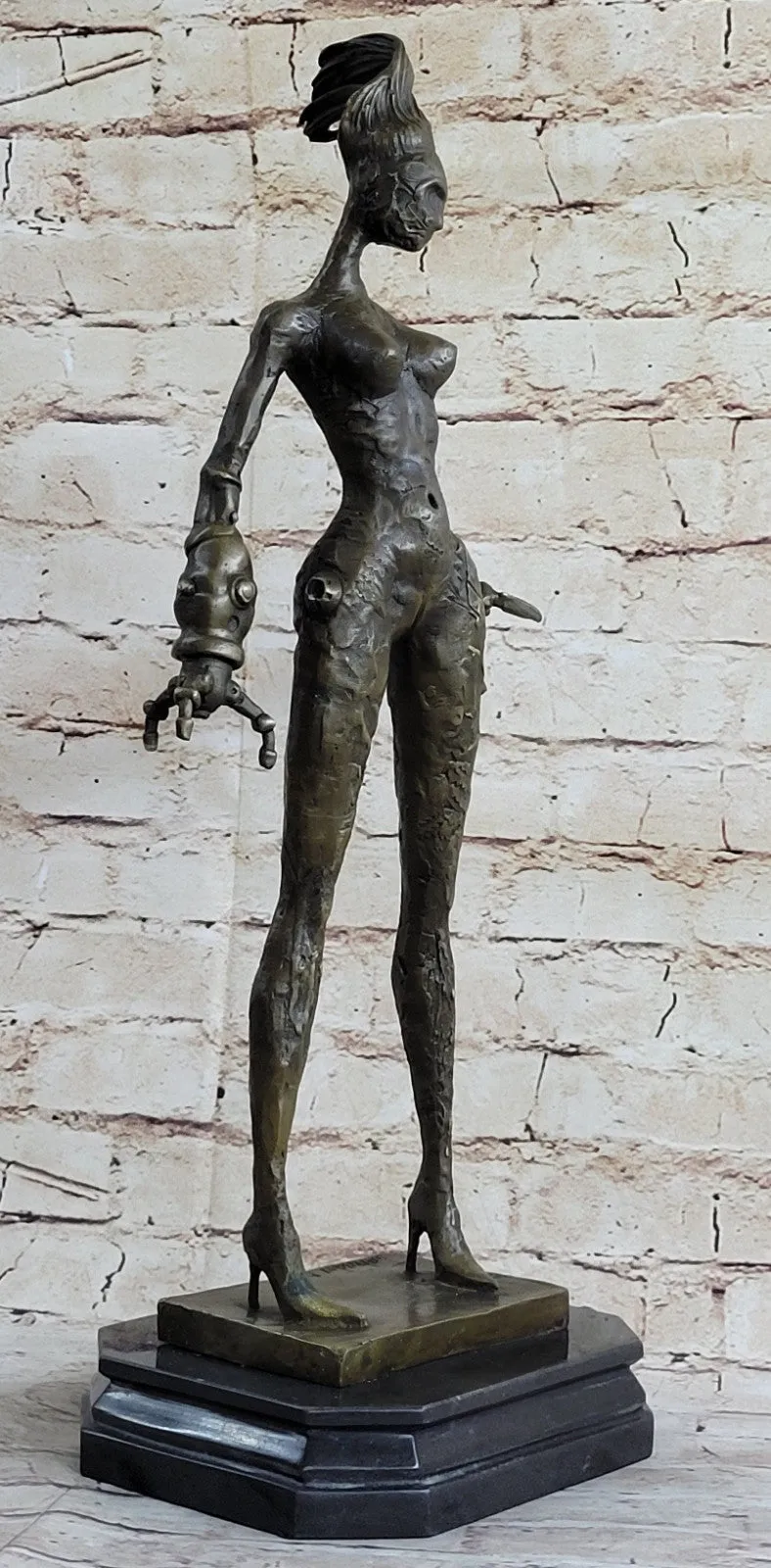 Modern Art - Standing Space Woman - Abstract Bronze Nude - Signed DALI Decorativ