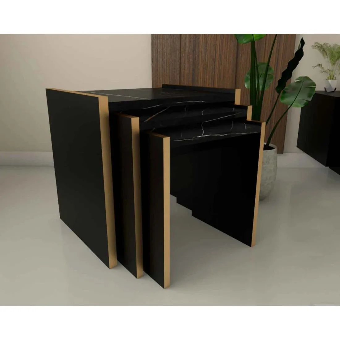 Modern Beige Service Tables – Stylish & Durable Interlocking Design