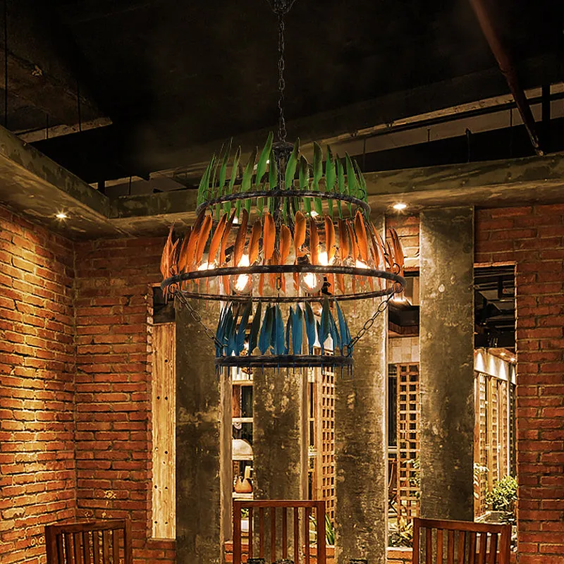 Modern Black Feather Design Iron Chandelier Lamp - 6 Heads Restaurant Suspension Light, Crafted by a Trusted Factory