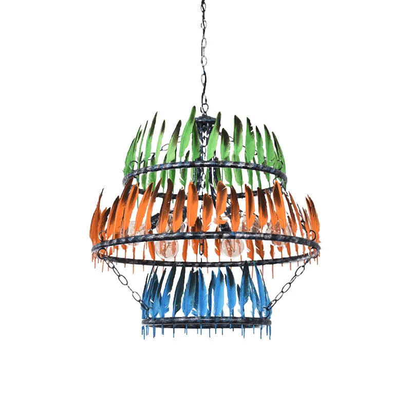 Modern Black Feather Design Iron Chandelier Lamp - 6 Heads Restaurant Suspension Light, Crafted by a Trusted Factory