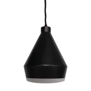 Modern Black Pendant Light - Matte Black Steel Shade Corded