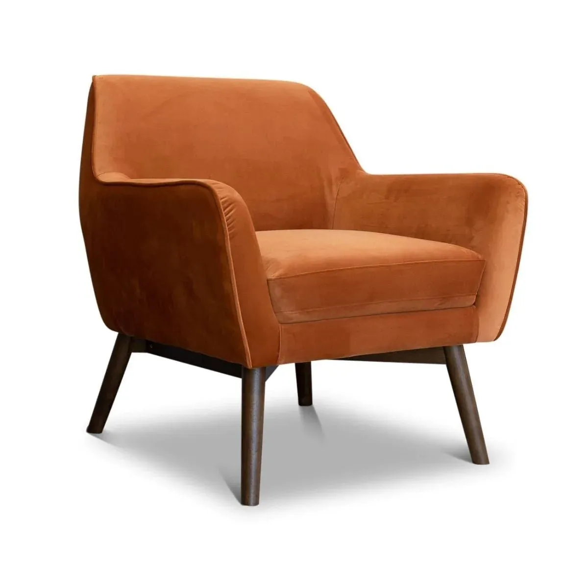 Modern Contemporary Orange Velvet Lounge Chair