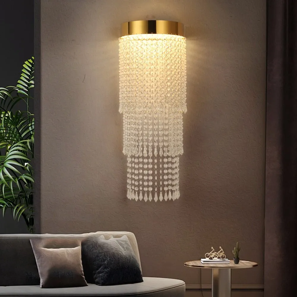 Modern Creative Gold Crystal Bedside Wall Lamp Led Bedroom Light Wall Scones Indoor Crystal Lustre