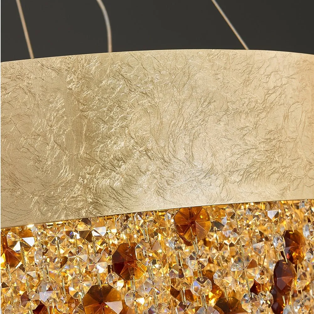 Modern Crystal Chandelier For Dining Room Gold Hanging Lighting LED Lamp Round Luxury Home Decor