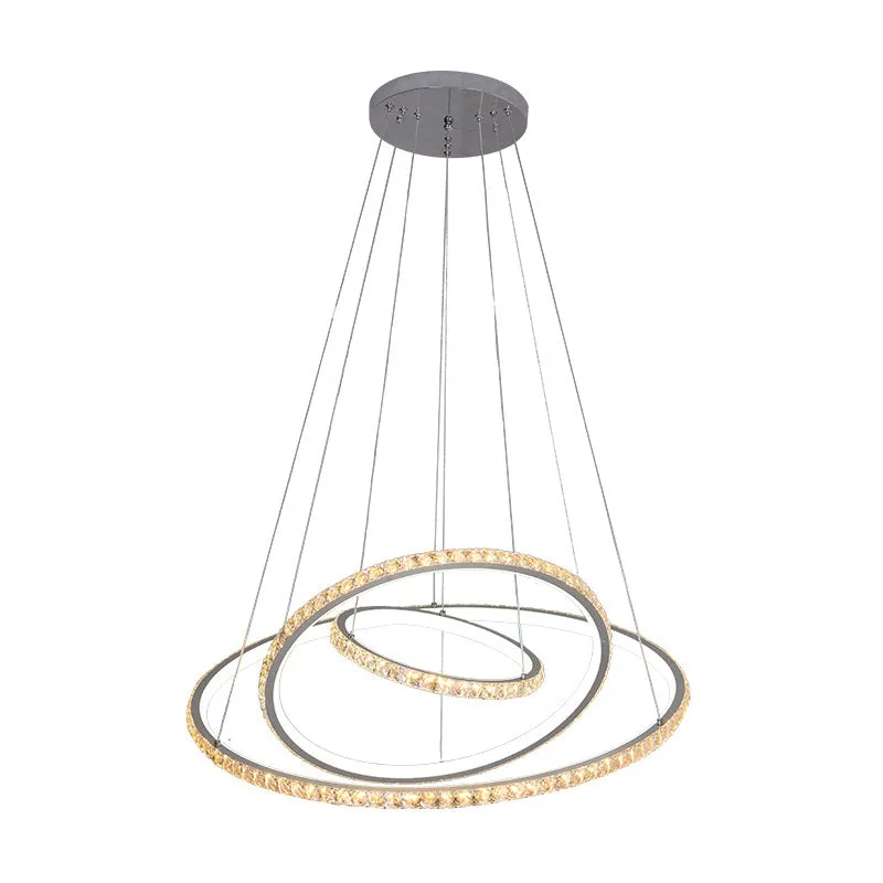 Modern Crystal LED 3-Tier Gold Chandelier with Dual Light Options