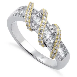 Modern Elegance: Prosper Platinum Ring with Golden Loops, Artistic Ring, Fine Jewelry