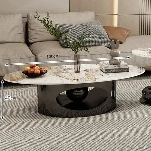 Modern Elegant Black and Golden Marble Effect Coffee Tables