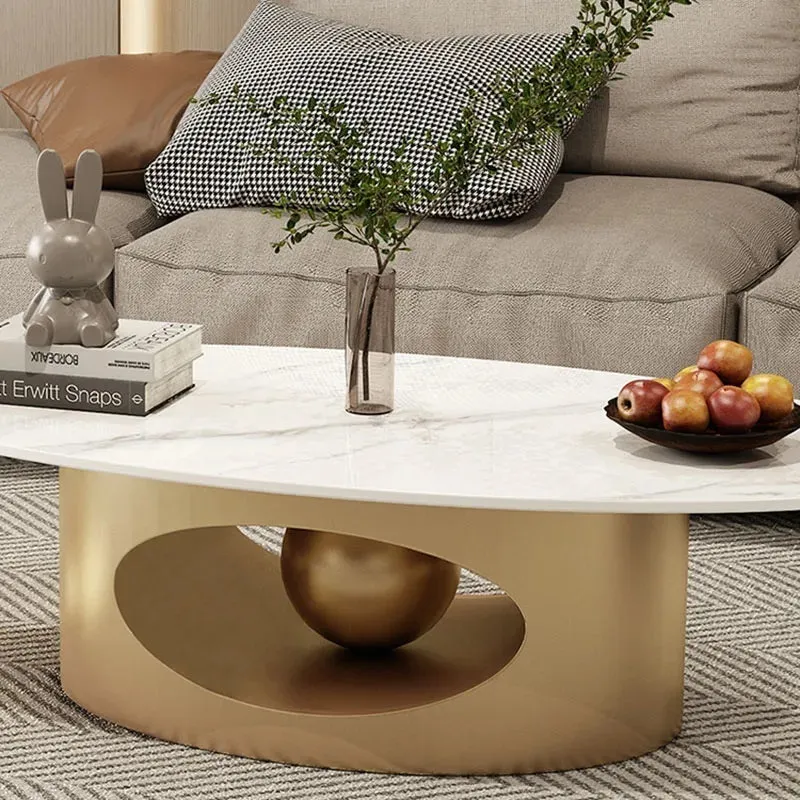 Modern Elegant Black and Golden Marble Effect Coffee Tables