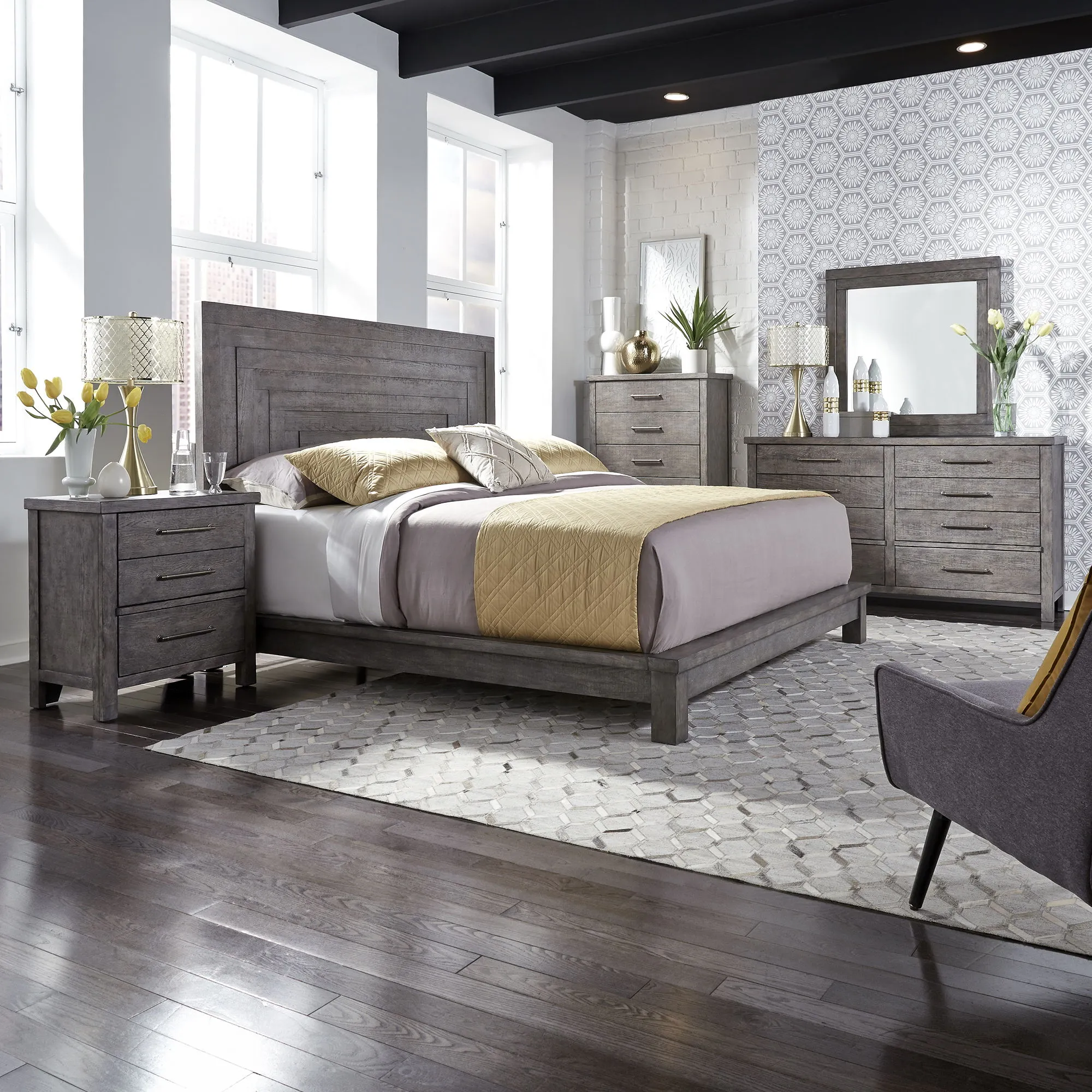 Modern Farmhouse - Platform Bed, Dresser & Mirror