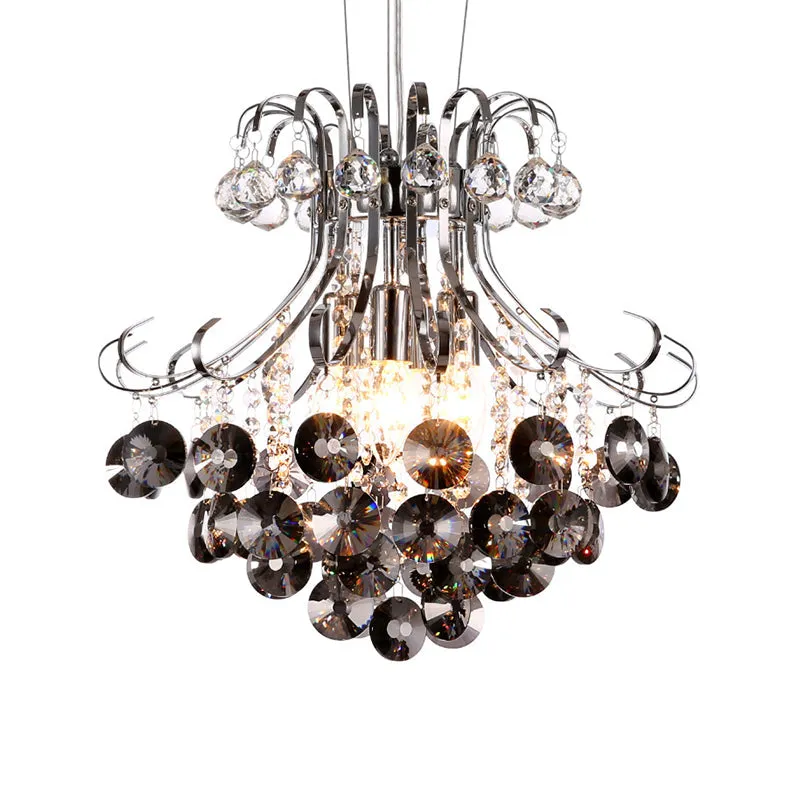 Modern Flared Crystal Chandelier with 3 Lights in Clear, Red, Black- Ideal for Living Room