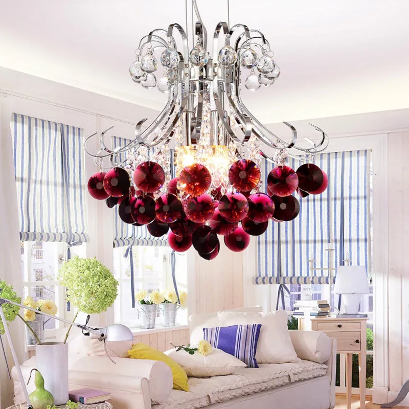 Modern Flared Crystal Chandelier with 3 Lights in Clear, Red, Black- Ideal for Living Room