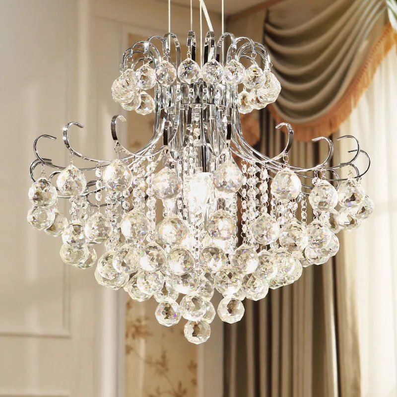 Modern Flared Crystal Chandelier with 3 Lights in Clear, Red, Black- Ideal for Living Room