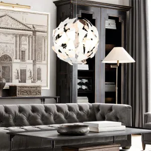 Modern Flower Shape Chandelier Pendant Light - Metal, 12 Lights, Hanging Ceiling Light in White