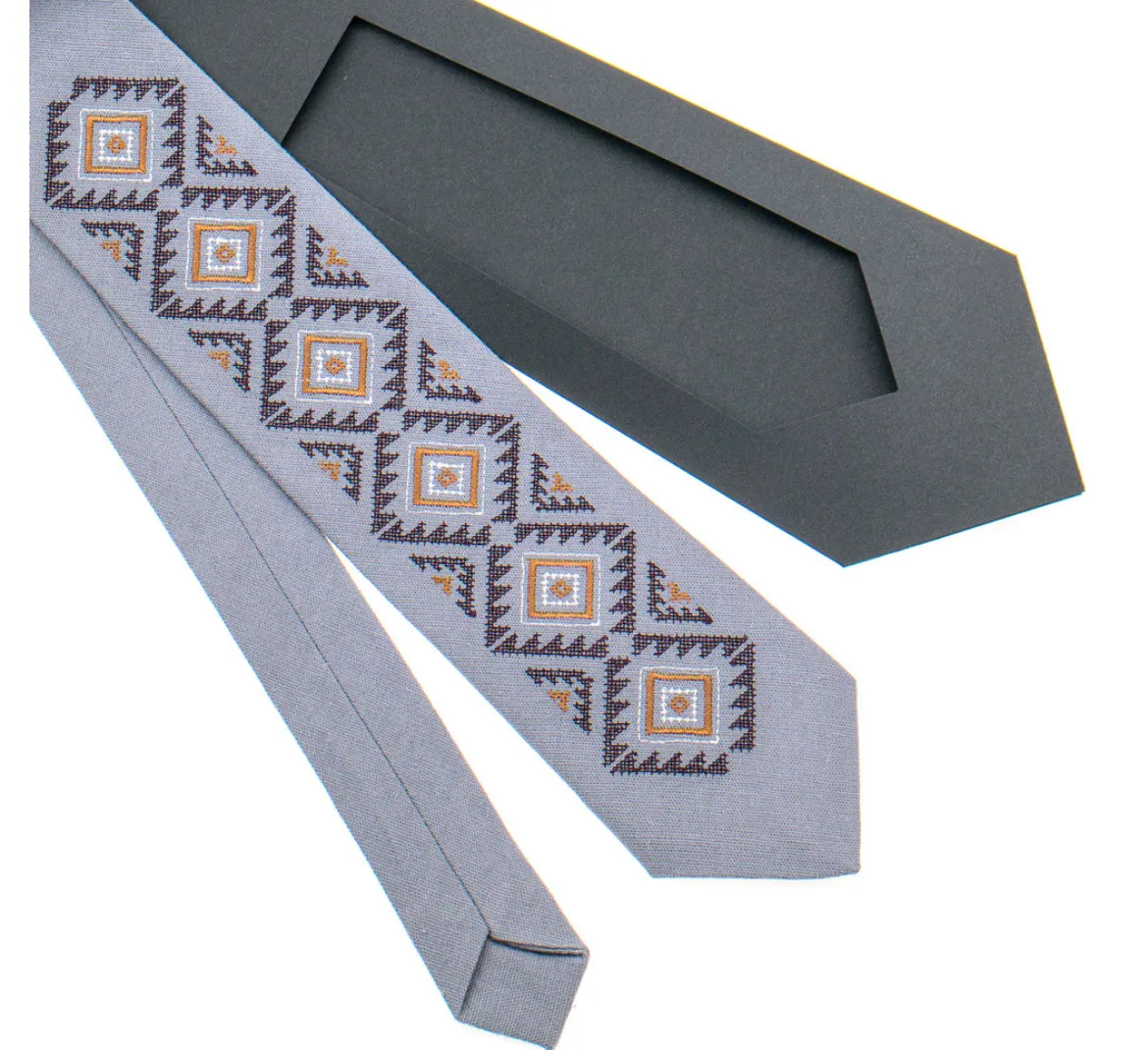 Modern Geometric Necktie - Beige