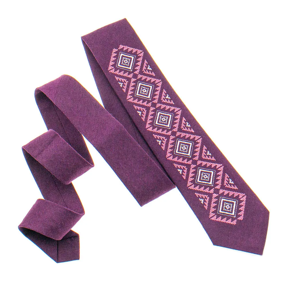 Modern Geometric Necktie - Burgundy