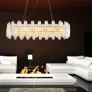 Modern Gold Crystal LED Chandelier - 10 Heads Pendant Light for Living Room