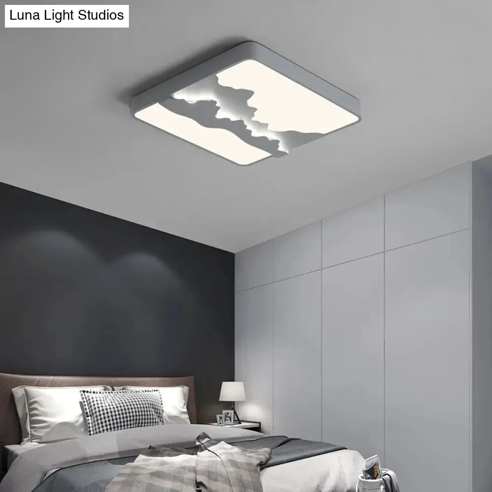 Modern Gray/White Metal LED Flush Mount Ceiling Lamp - 16"/19.5" Wide, Warm/White Light