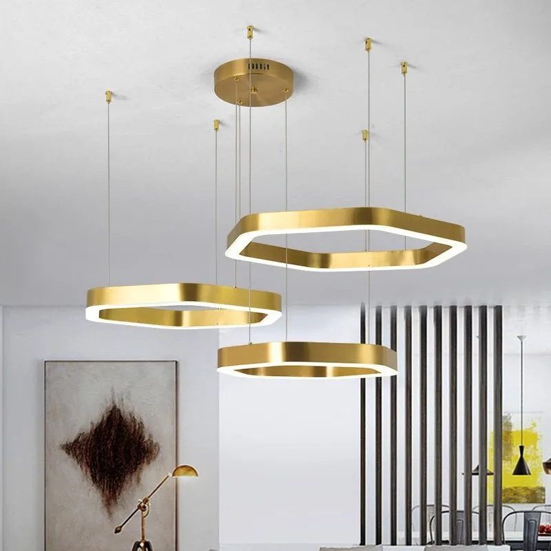 Modern Led Chandelier Gold Living Room Lamp Luxury Creative Stainless Shop Light Fixture Combination