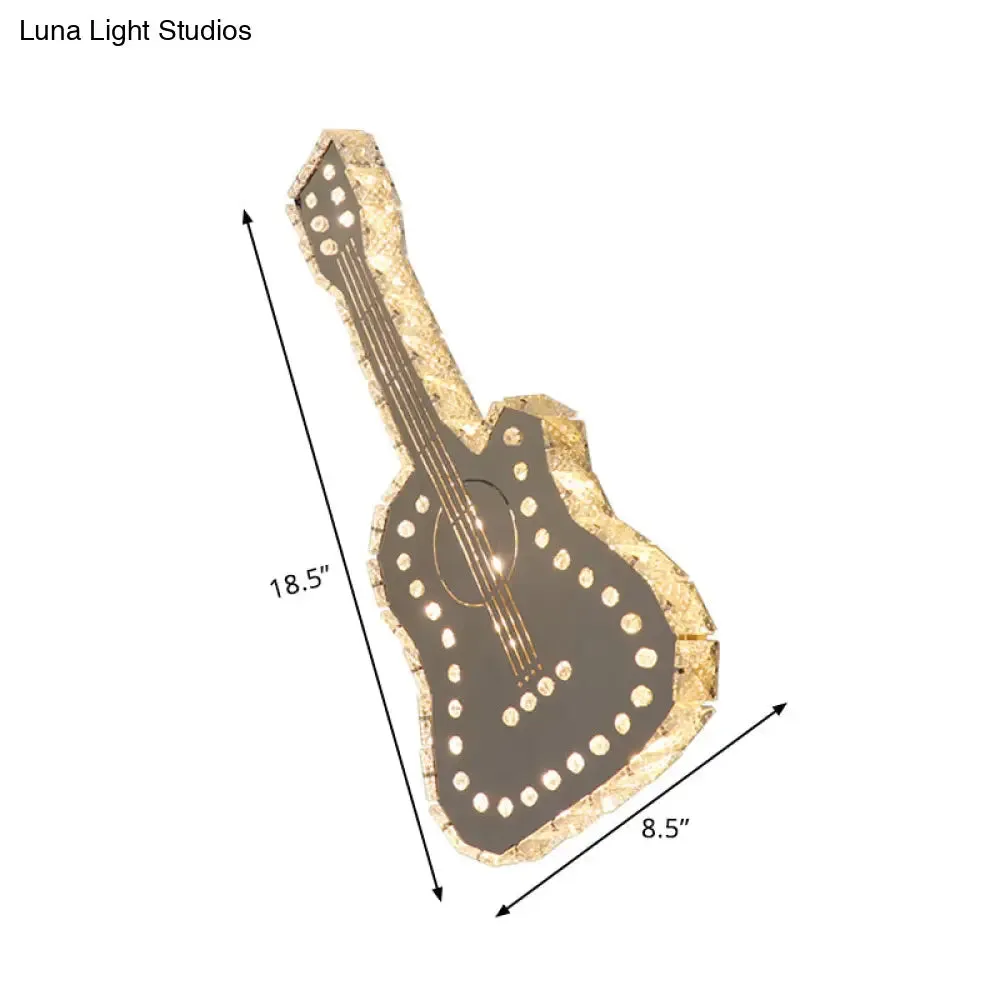 Modern LED Crystal Wall Lamp for Guitar Bedchamber in Gray