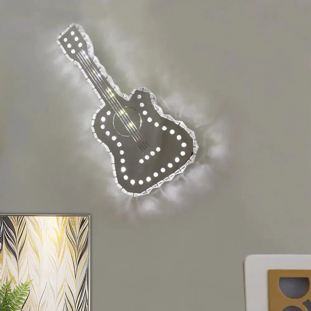 Modern LED Crystal Wall Lamp for Guitar Bedchamber in Gray