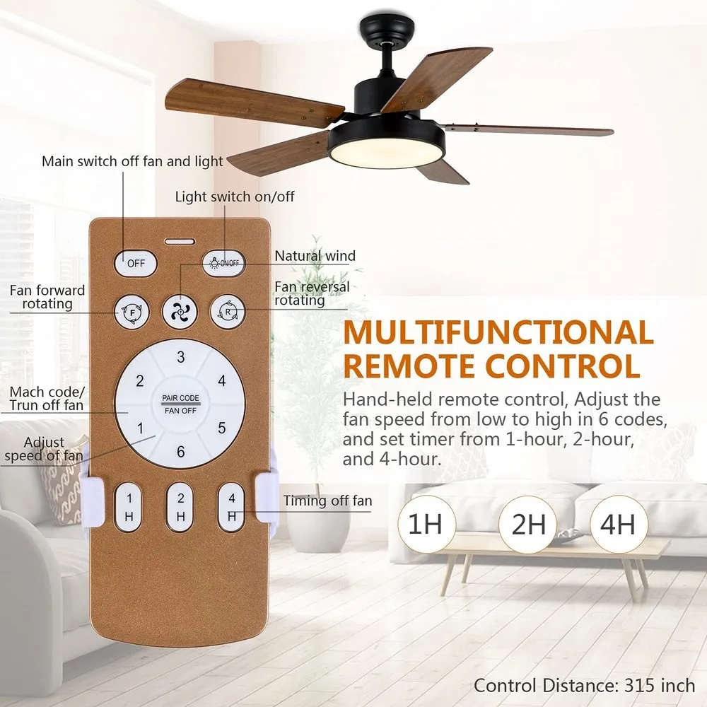 Modern LED Light Ceiling Fan Bronze  44-inch