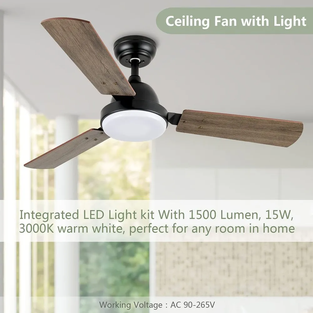 Modern LED Light Ceiling Fan Noble Bronze 44-inch