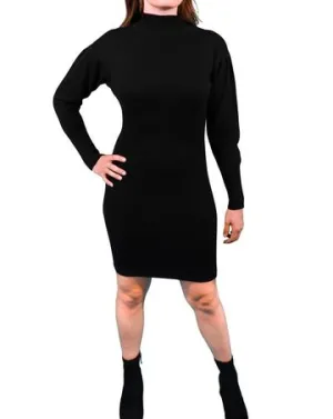 Modern Long Sleeve Sweater Dress in Black