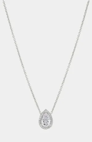 MODERN LOVE PEAR HALO CZ PENDANT NECKLACE