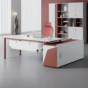 Modern Minimalist Red Stylish Executive Desk