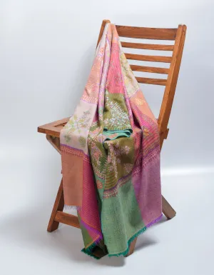 Modern Multi-Pattern Squares Handwoven Embroidered Cashmere Pashmina Stole