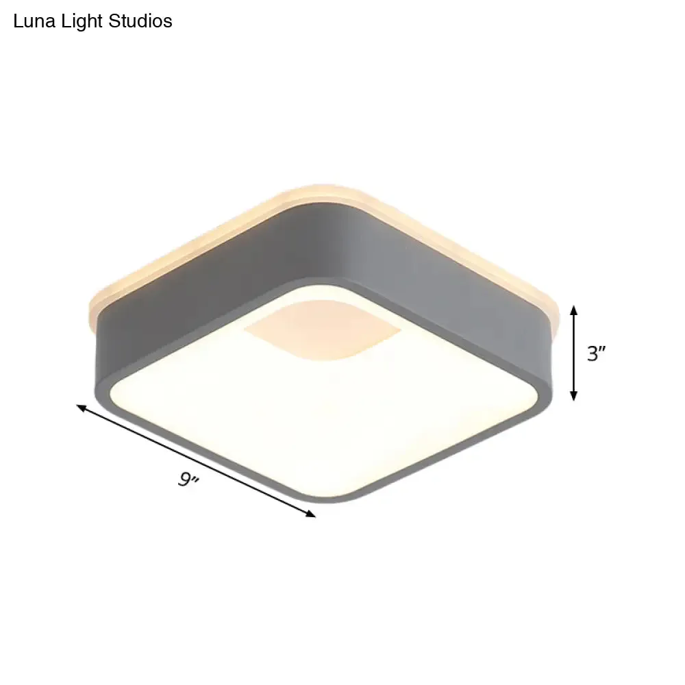 Modern Nordic LED Ceiling Light in Grey/White: Triangle, Round, or Square Design