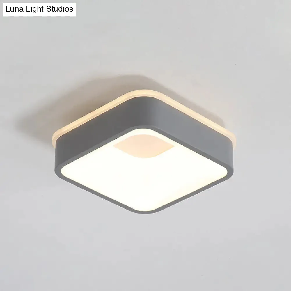 Modern Nordic LED Ceiling Light in Grey/White: Triangle, Round, or Square Design